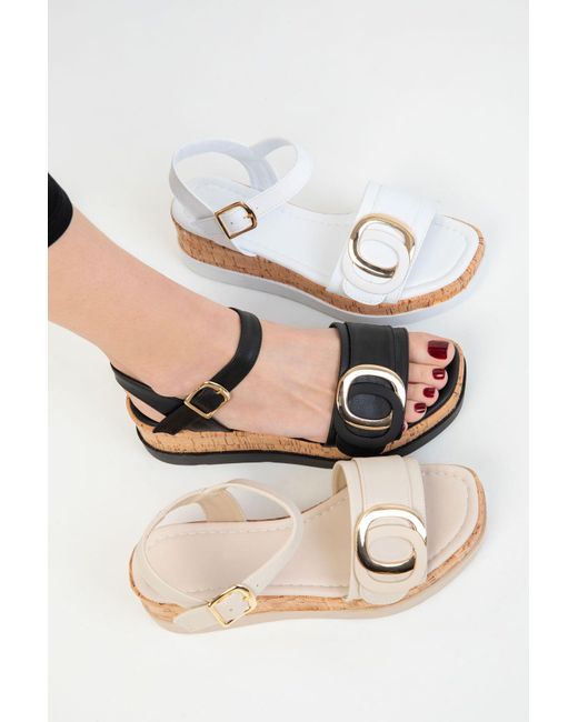 Soho Natural Schwarze Sandalen Für Damen