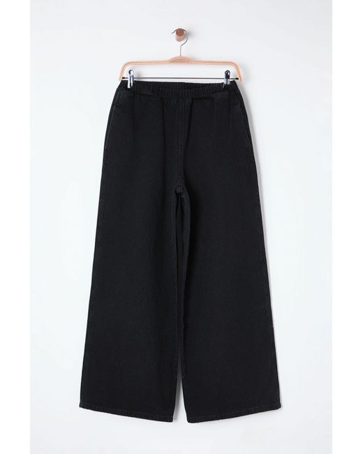 Trendyol White Schwarze, Elastische Taillen-Jeans Mit Hoher Taille Und Extra Breitem Bein Für Damen