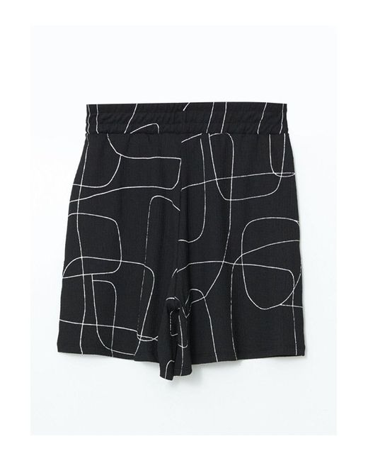 LC Waikiki Black Lcw Gemusterte Shorts Mit Elastischem Bund Für Damen
