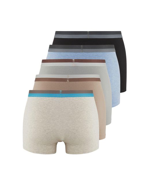 Trendyol Packung Mit 5 Baumwoll-Boxershorts Mit Blumenmuster Und Offenem Basic-Slogan Für Herren in Multicolor für Herren