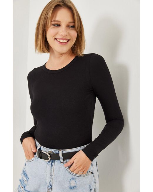 Bianco Lucci Black Basic-Bluse Für Damen