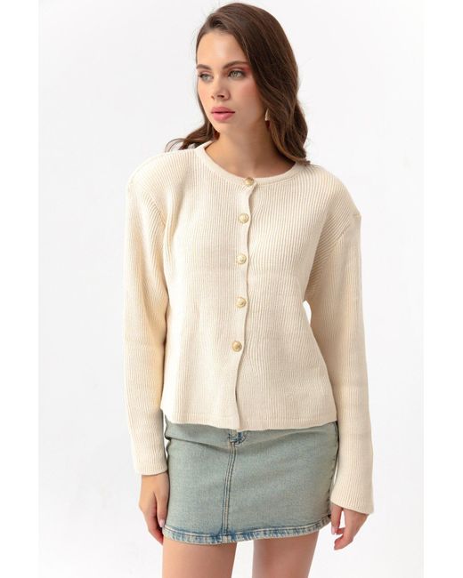 LAFABA White Cardigan Mit Knöpfen