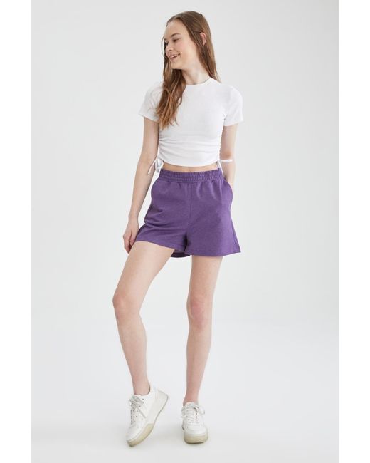Defacto Purple Basic-shorts mit normaler passform