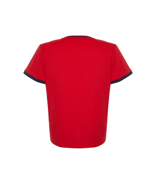 Trendyol Red Es boyfriend-strick-t-shirt mit farbblock-details