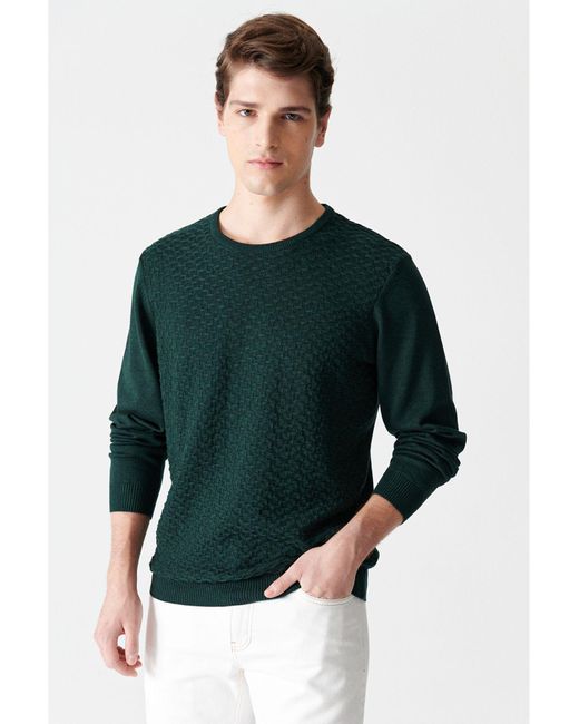 AVVA Pullover slim fit in Green für Herren