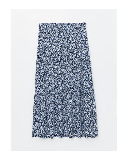 LC Waikiki Blue Gemusterter A-Linien-Rock Mit Elastischem Bund Für Damen