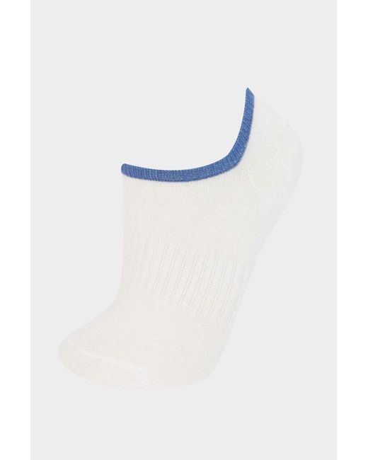 Defacto White 3-Teilige Sneaker-Socken Aus Baumwolle E2090Axns Für Damen