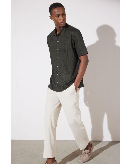 Brooks Brothers Khakifarbenes Leinen-Kurzarmhemd Für Herren in Black für Herren