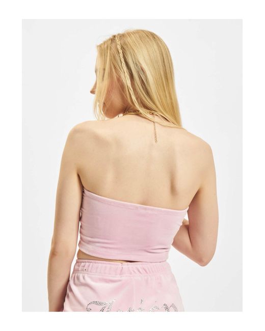 Juicy Couture Pink – bandeau-boom-tube-crop-top aus velours