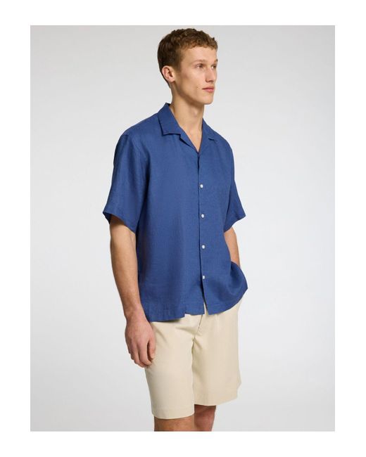 SELECTED Kurzarmhemd 100% Leinen Für Herren in Blue für Herren