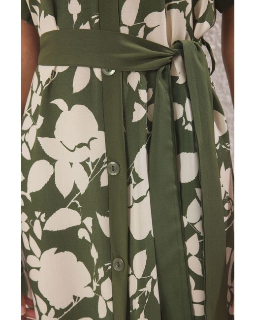Trendyol Green Grünes, Geblümtes Midi-Hemdkleid Aus Viskosegewebe Für Damen