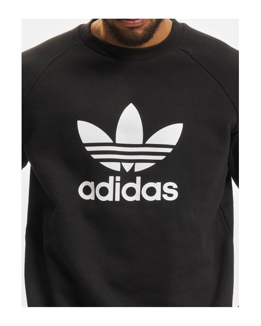Adidas Originals Black Adidas trefoil crew pullover - m