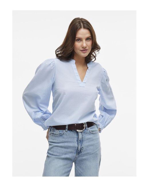 Vila Blue Langarmbluse V-Ausschnitt Für Damen