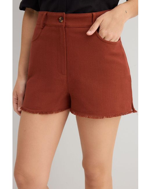 Trendyol Orange Mini-Shorts Und Bermuda Aus Gefliestem Baumwoll-Gabardine Für Damen