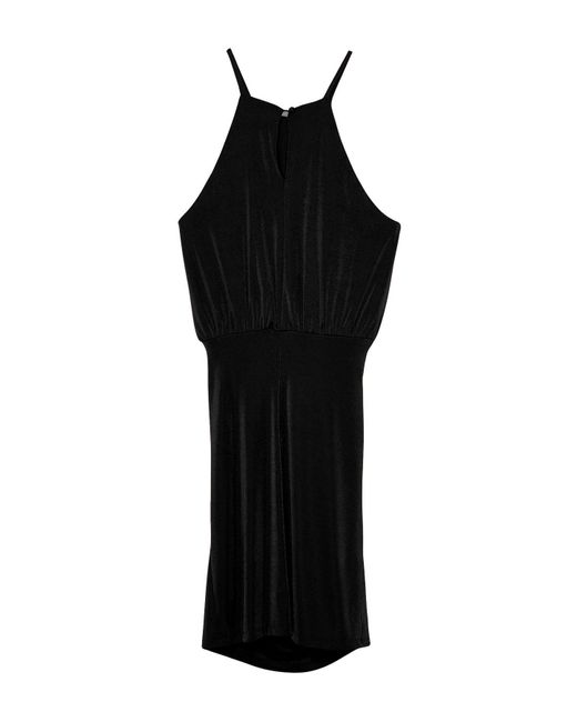 Trendyol Black Es drapiertes, helles, weiches textur-gefüttertes mini-bleistiftkleid aus strick