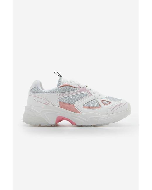 Marjin Gray Sneaker Dicke Sohle Gebundene Sportschuhe, Dettaylı Mesh Für Damen