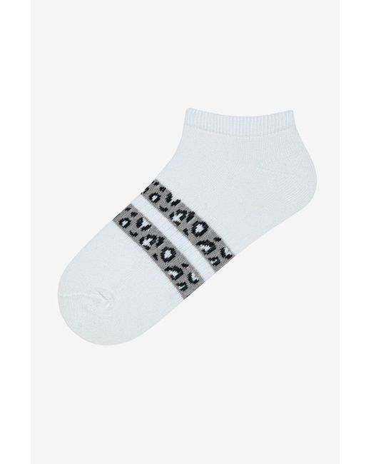 Penti Black Leopard Line Grau Weiß 3-Teilige Booties-Socken Für Damen