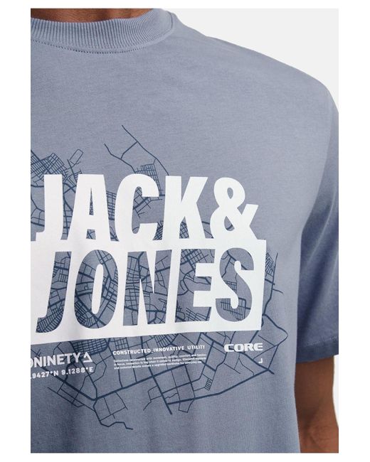 Jack & Jones T-shirt map summer kurzarmshirt in Blue für Herren