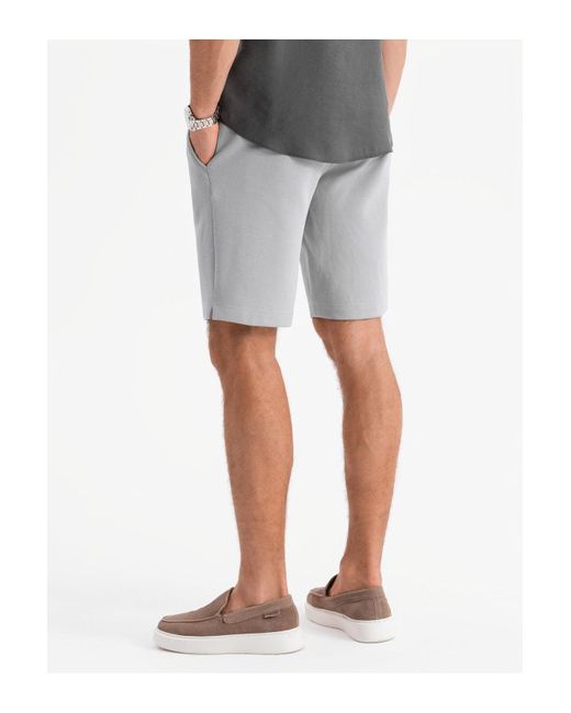 Ombre Slim Fit Strukturstrick-Shorts Hellgrau V4 S Für Herren in Gray für Herren