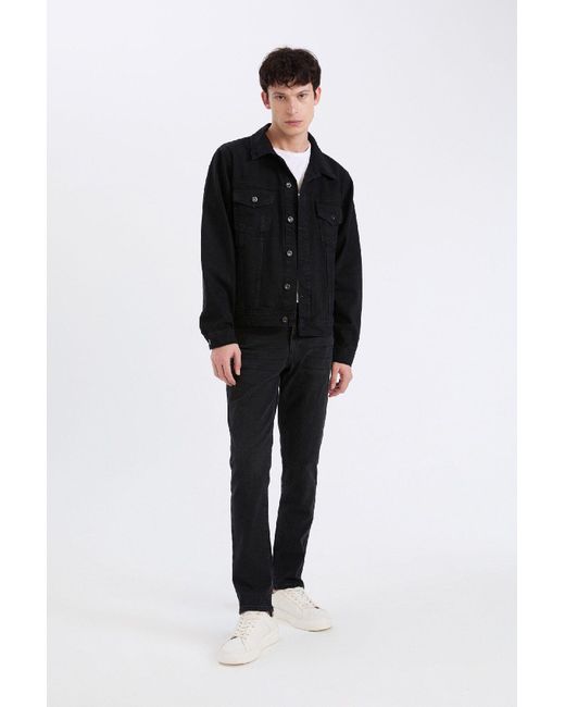 Defacto Jeansjacke Mit Normaler Passform Für Herren in Black für Herren