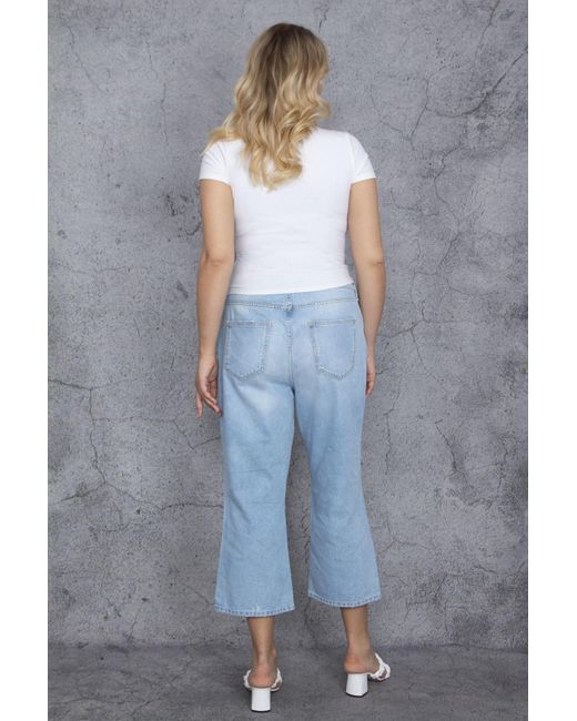 Şans Blue Şans e 5-pocket-jeans mit rissen und detaillierter waschung in großen größen 65n24125