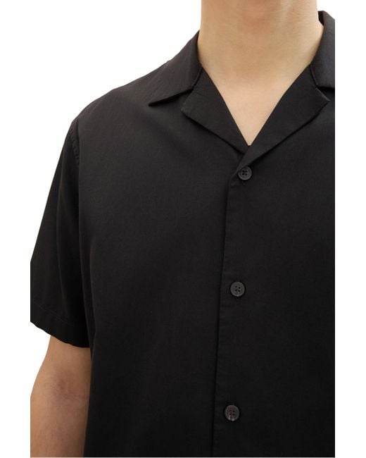 Tom Tailor Entspanntes viskose-baumwollhemd in Black für Herren