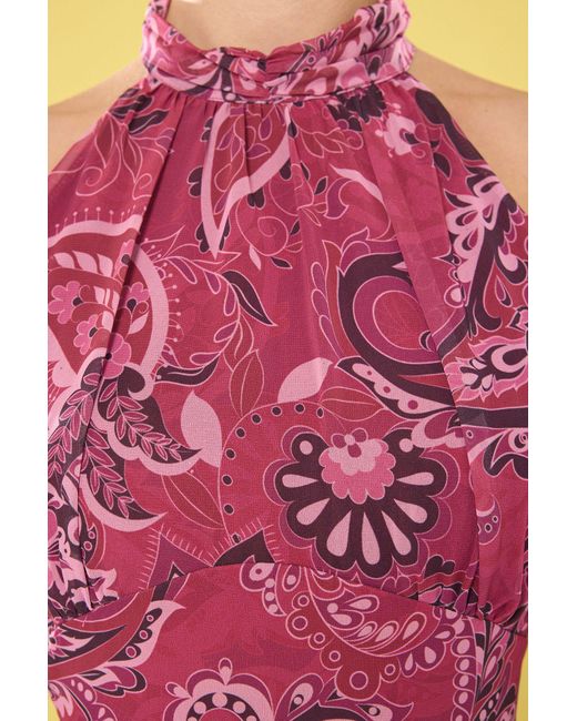 Trendyol Pink Pflaumenfarbenes, Florales, Gerüschtes Mini-Webkleid Für Damen