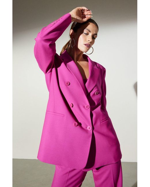 Brooks Brothers Pink Fuchsiafarbene, Locker Sitzende Jacke Mit Spitzem Kragen Für Damen