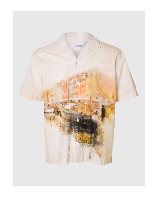 SELECTED Kurzarmhemd Print Für Herren in Natural für Herren