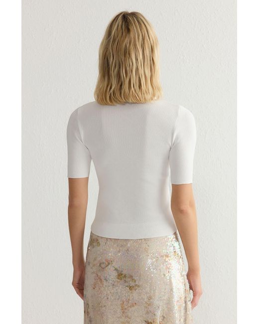 Trendyol White 001 Farbblock-Strickwaren, Dünne Bluse Für Damen