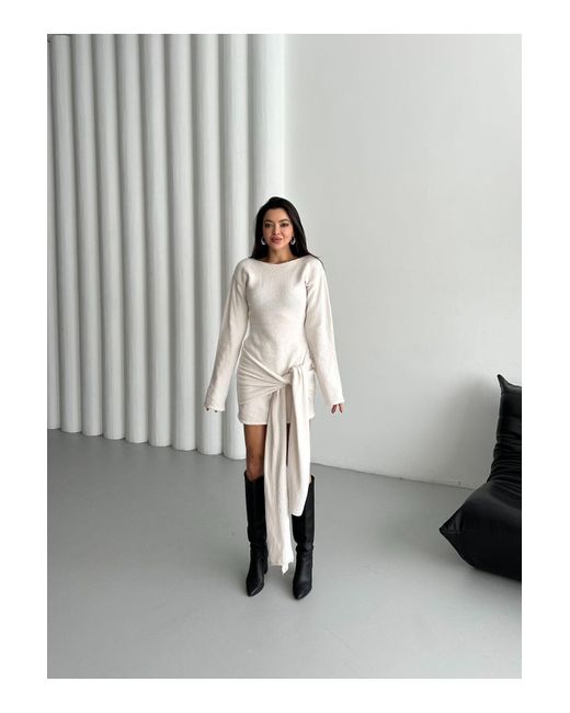 Laluvia Gray Ecrufarbenes, Kurzes Kleid Mit Schnürung Vorne – 7123 Für Damen