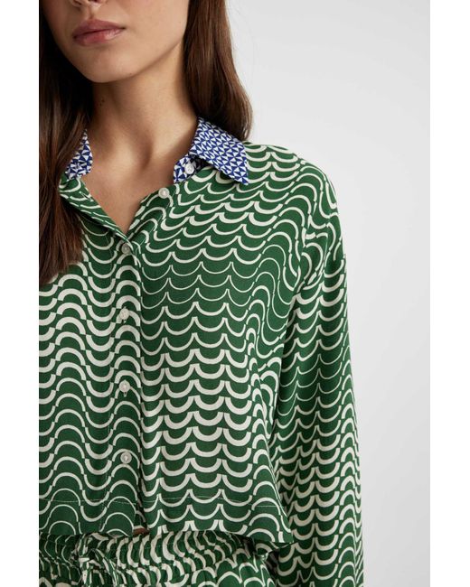 Defacto Green Langärmliges maroken-hemd mit crop-muster