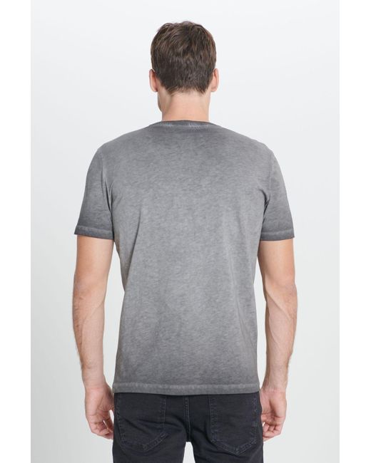 AC&Co / Altınyıldız Classics Anthrazitfarbenes Standard-Fit-T-Shirt Mit Normaler Passform Und Ausgestelltem Rundhalsausschnitt Aus 100 Baumwolle Für Herren in Gray für Herren