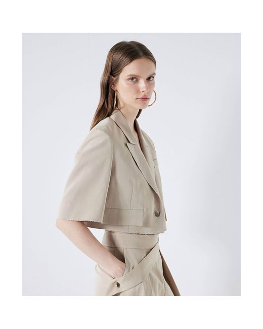 Ipekyol Natural Crop-Jacke Aus Leinenmischung Für Damen