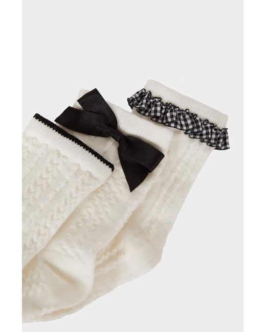 Defacto White 3-Teilige Lange Baumwollsocken Für Mädchen E6265A8Ns Für Damen