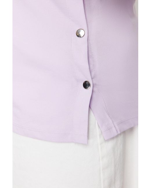 Trendyol Purple Strick-t-shirt mit knopfdetail