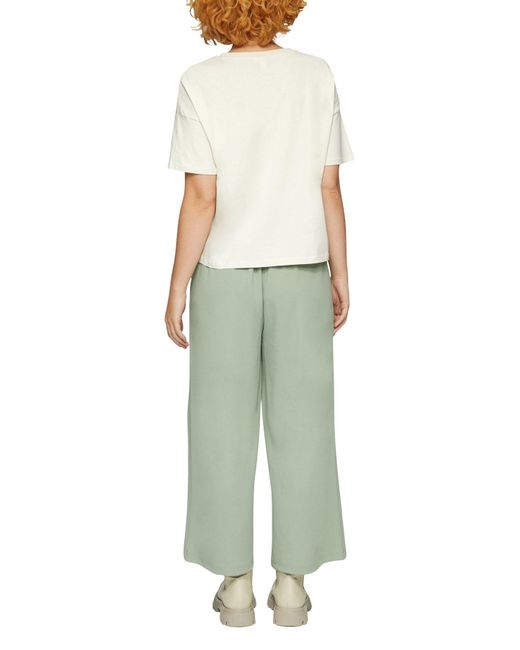 Qs By S.oliver White Bequem Geschnittenes Frontprint-Jersey Aus Weichem Material Für Damen