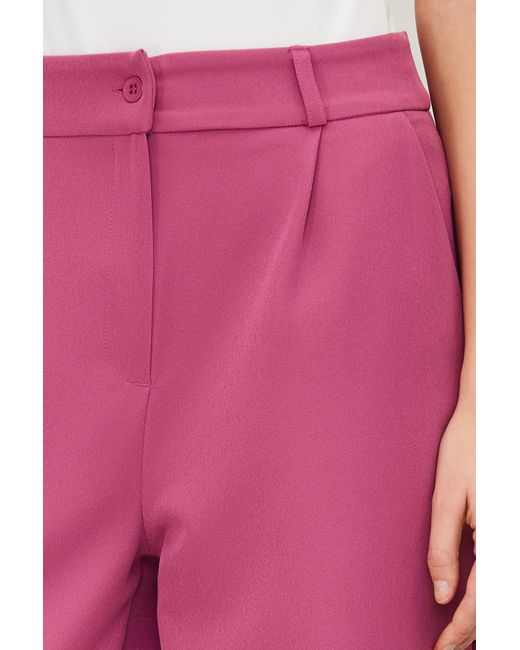 Trendyol Pink Fuchsiafarbene, gewebte hose mit hoher taille und weitem bein/plissee mit weitem bein