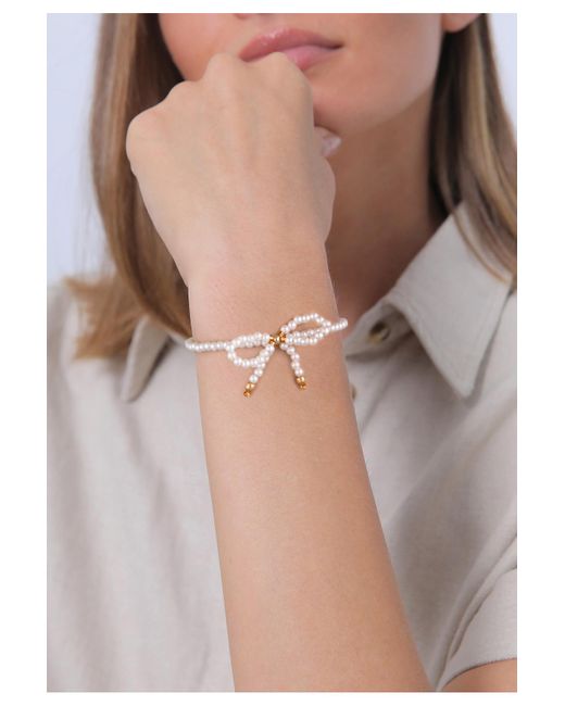 Elli Jewelry White Armband glasperlen schleife romantik 925 silber vergoldet