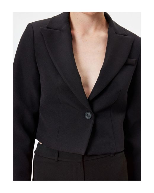 Koton Black Zweireihige Crop-Blazer-Jacke Mit Knöpfen Für Damen