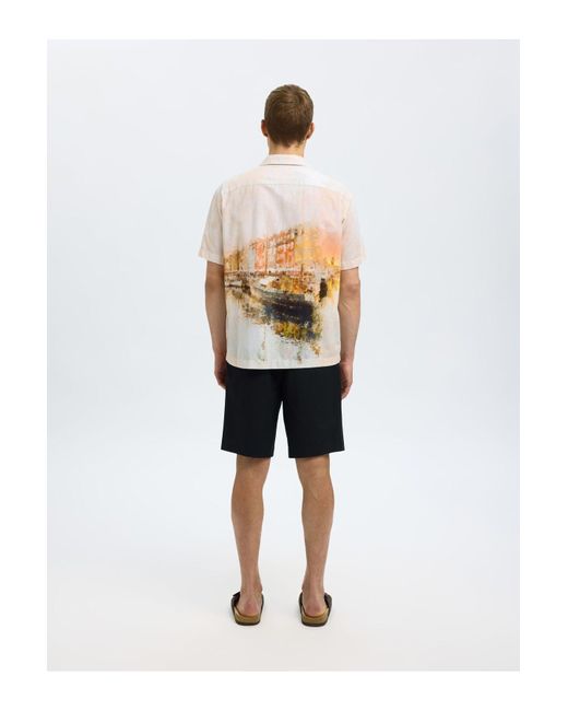 SELECTED Kurzarmhemd Print Für Herren in Natural für Herren