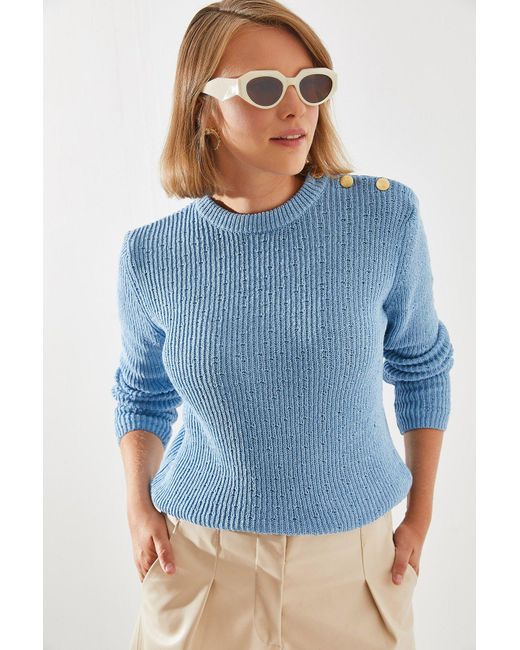 Bianco Lucci Blue Strickpullover – Modell Für Damen