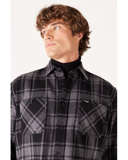 Wrangler Locker Sitzende, Bequem Geschnittene, Karierte, Roségraue Langarmhemden Für Herren in Black für Herren
