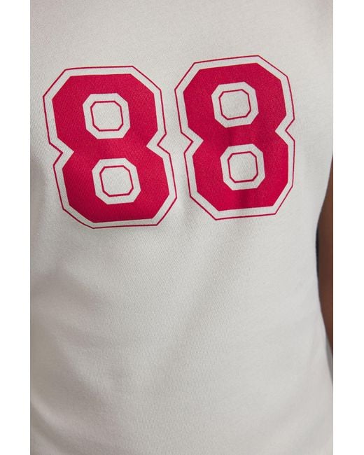 Trendyol Red Ecrufarbenes, Körperbetontes T-Shirt Mit Slogan-Print – Für Damen