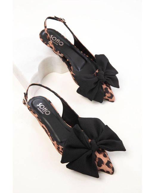 Soho Black Klassische Schuhe Mit Absatz Und Leopardenmuster Für Damen