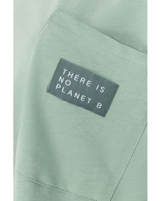 Trendyol Green Mintes, nachhaltigeres, lockeres, kurzes strick-t-shirt mit tasche und aufdruck aus 100 % baumwolle