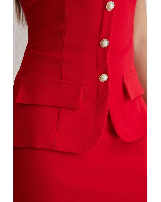 Trendyol Red Rotes A-Linien-Minikleid Mit Knopfleiste Für Damen