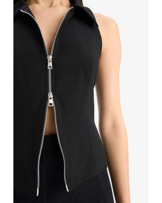 Defacto Black Afra X Ärmelloser Cardigan Mit Polokragen Und Reißverschluss E5969Ax25Sp Für Damen