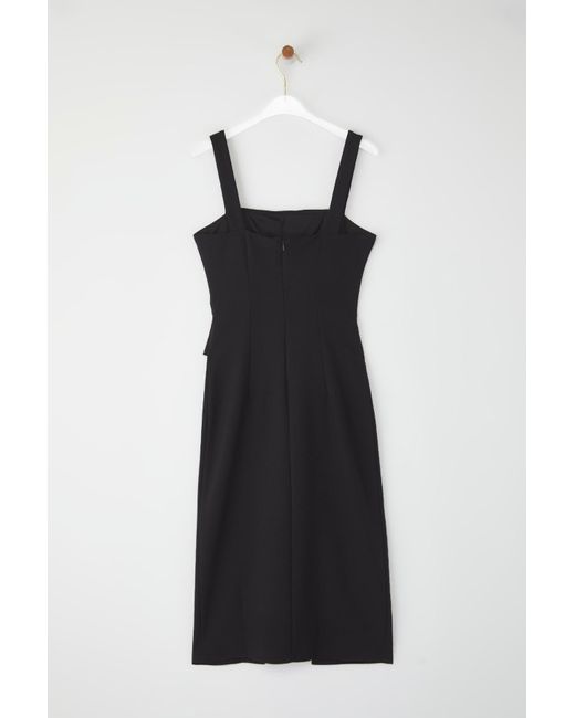 Trendyol Black Schwarzes, Körperbetontes, Gewebtes Midi-Kleid Mit Knopfdetail Für Damen
