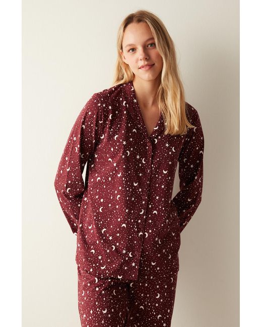 Penti Base night sky claret red navel pants pyjama-set